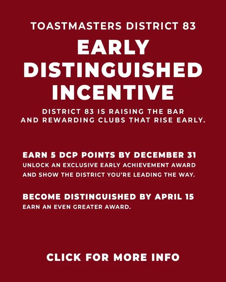 Early Distinguished incentive graphic for District 83