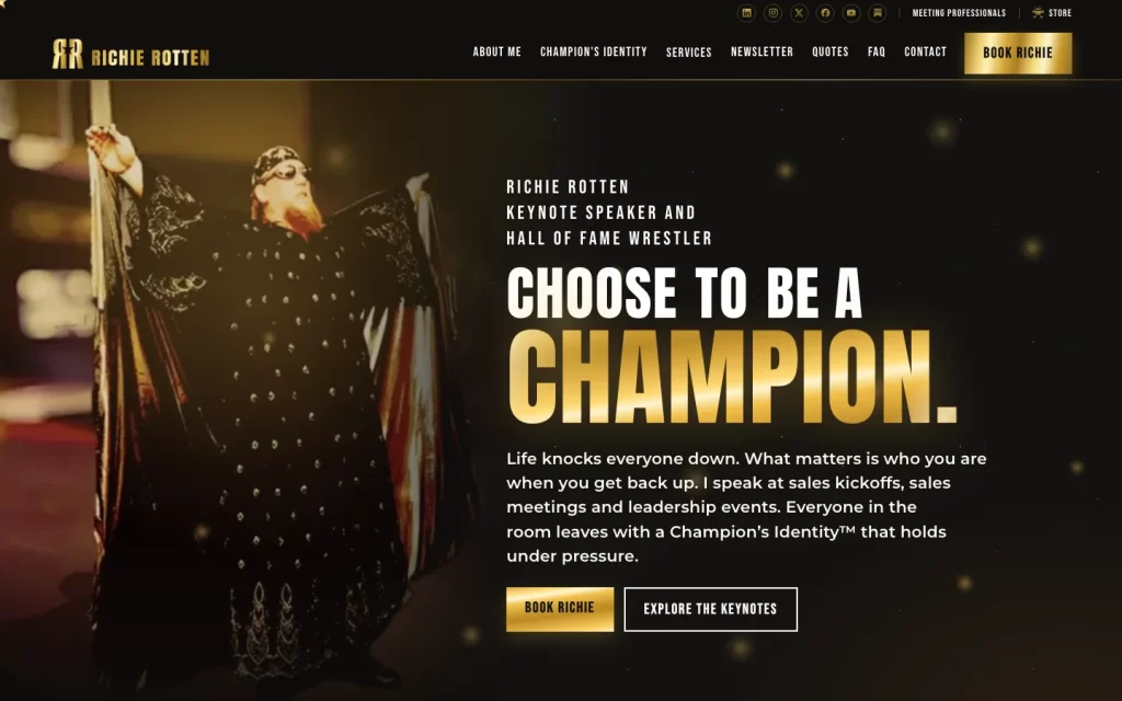 The new richierotten.com home page: Choose to be a champion
